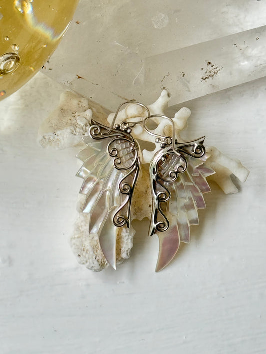 SILVER ANGEL WING EARRINGS