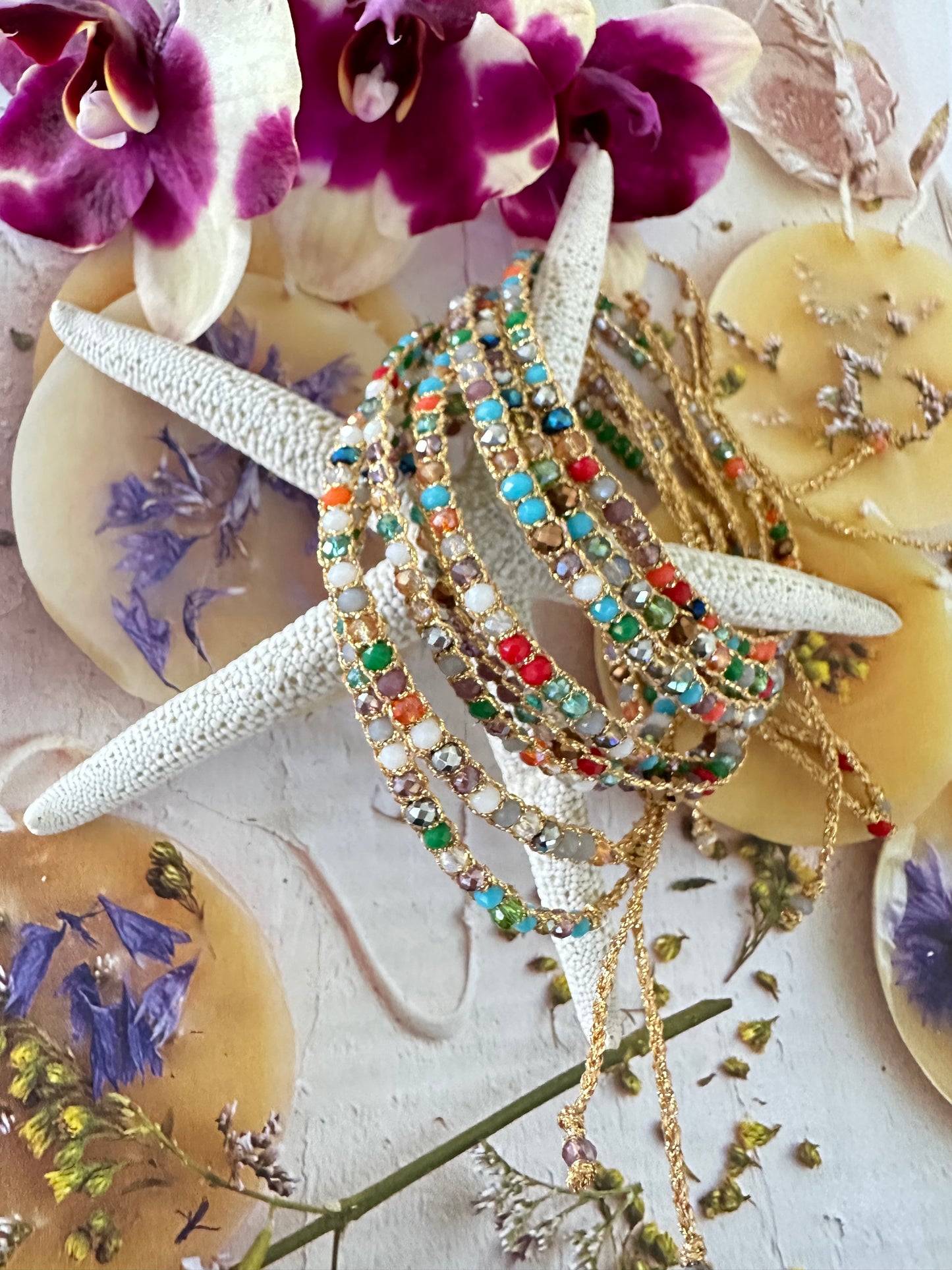 Multicolored Crystal Beaded Bracelets